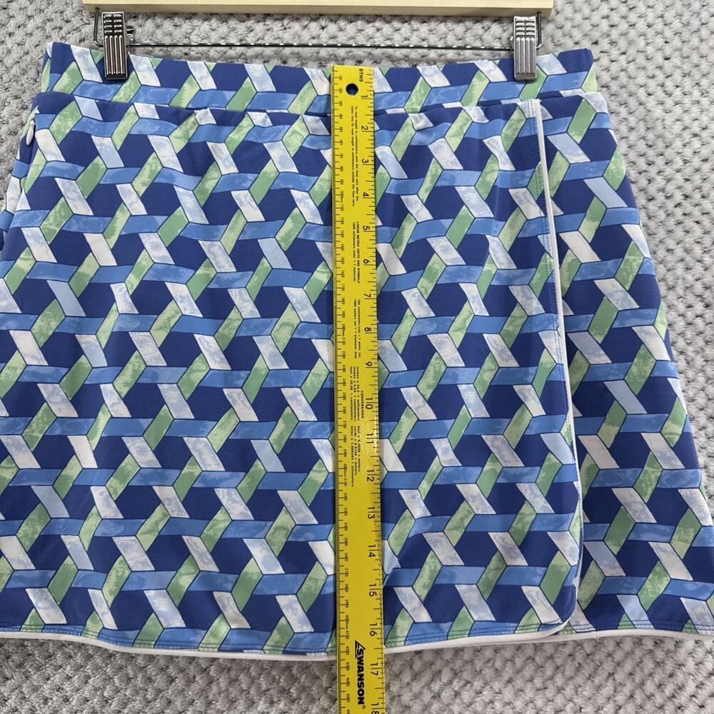 J McLaughlin Sport Skirt Skort Women L Blue Print Faux Wrap Pocket Shorts Tennis - Picture 7 of 9